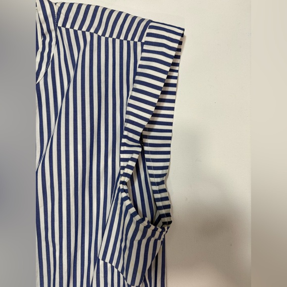 Veronica Beard Striped Asymmetrical Ruched Cotton Shirt Dress - Picture 6 of 16